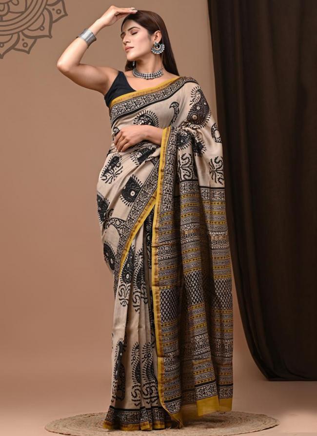 Chanderi Silk Multi Colour Festival Wear Printed Saree